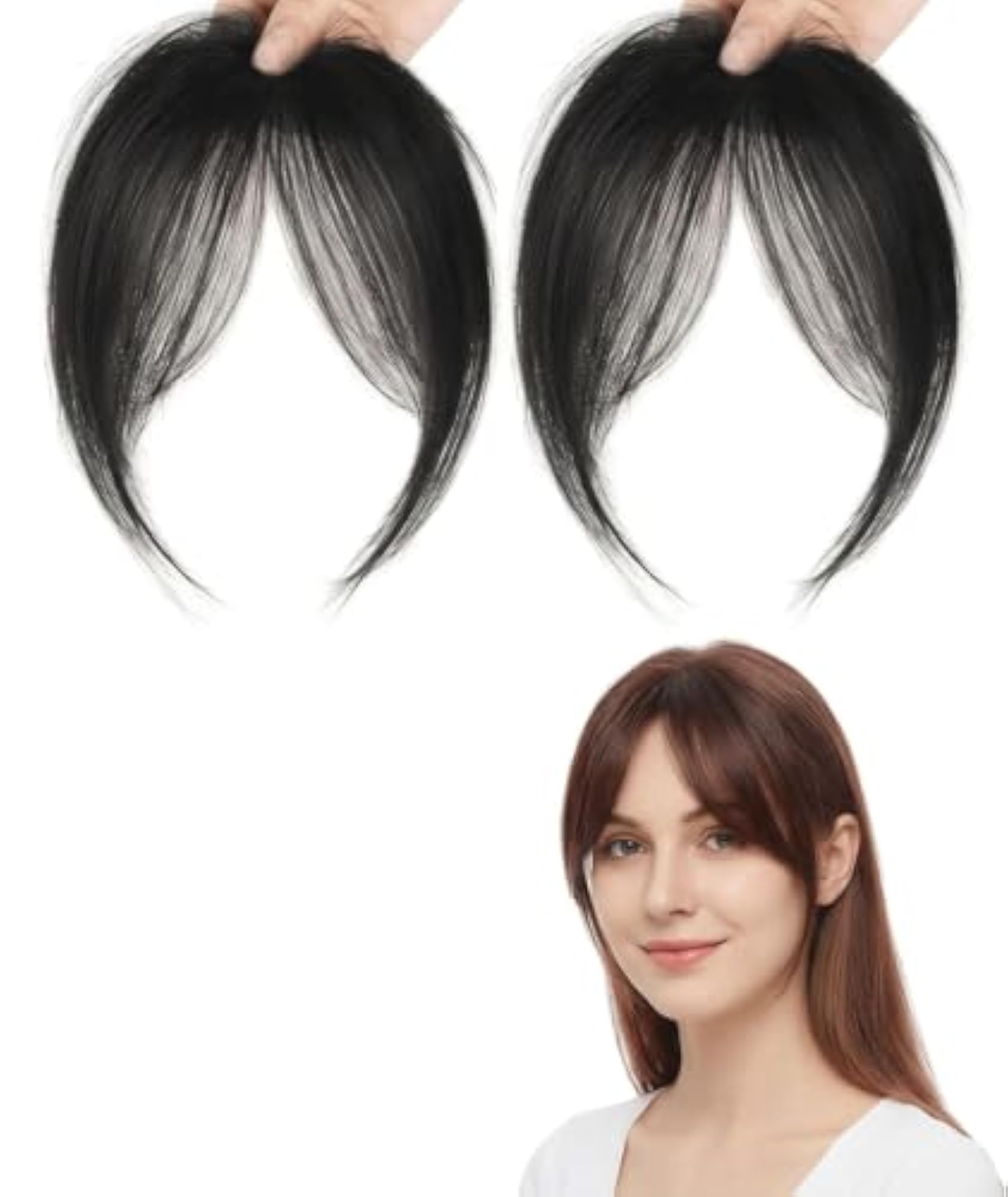 2PCS Hair Topper for Women, Natural Looking Bangs